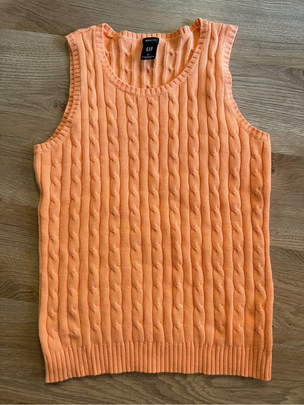 GAP Vintage Sweater Vest Cable Knit Tank Top Orange Coral Preppy Y2K Size Small